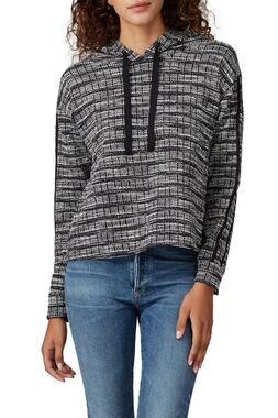 B Collection By Bobeau Jackie Grey Black Jacquard Knit Hooded Pullover Size XL